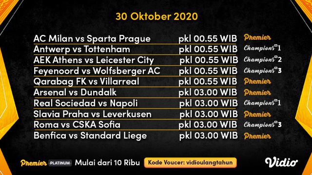 Jadwal Liga Europa di Vidio