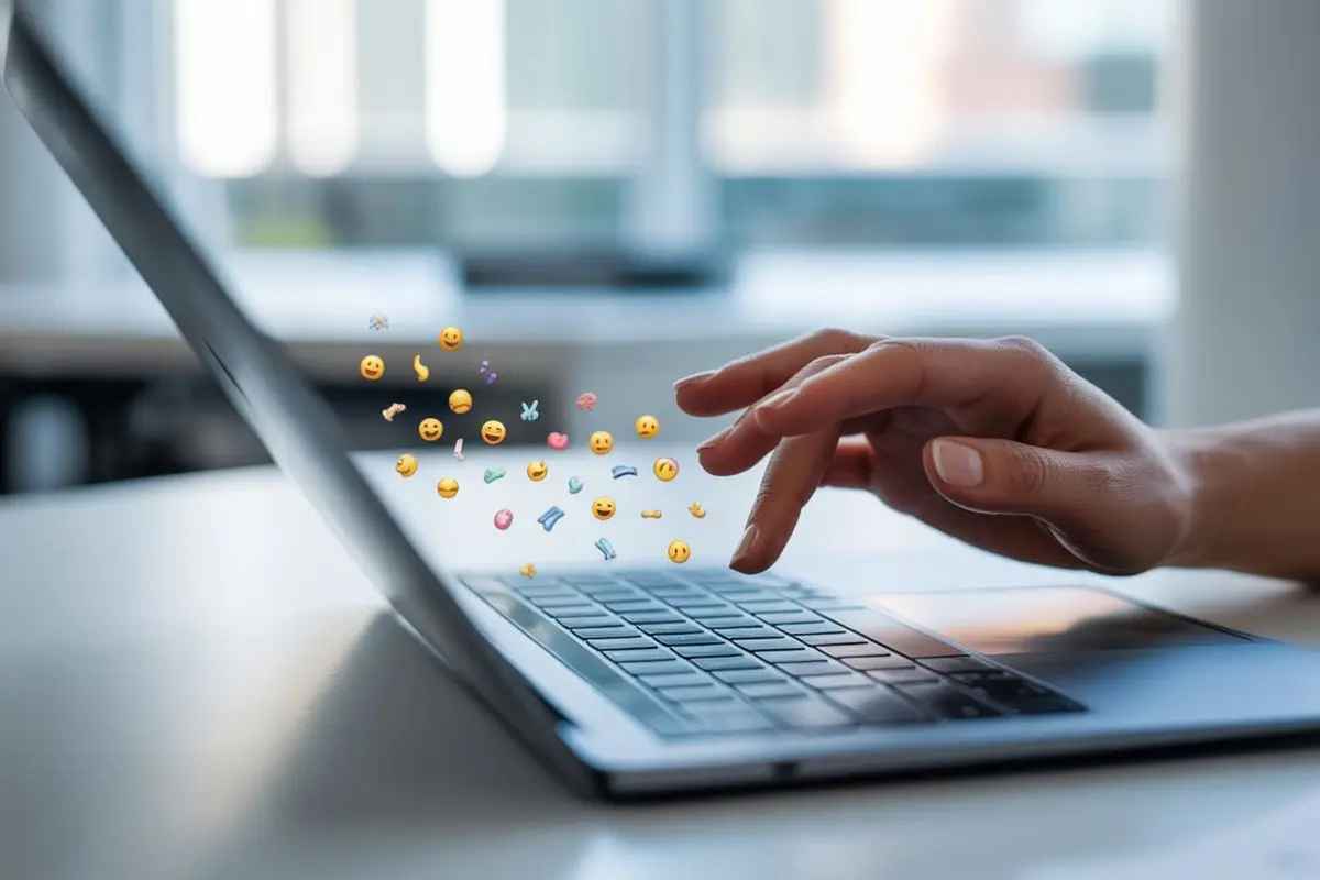 cara emoji di laptop