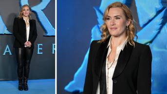 Gaya Kate Winslet Kenakan Blazer Hitam di Acara Film Avatar