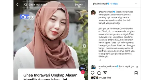 Ghea Indrawari Protes Ada Konten yang Menyebutnya Mualaf, Tegaskan Memeluk  Islam Sejak Lahir: Kayak Gini Jatuhnya Fitnah - ShowBiz Liputan6.com