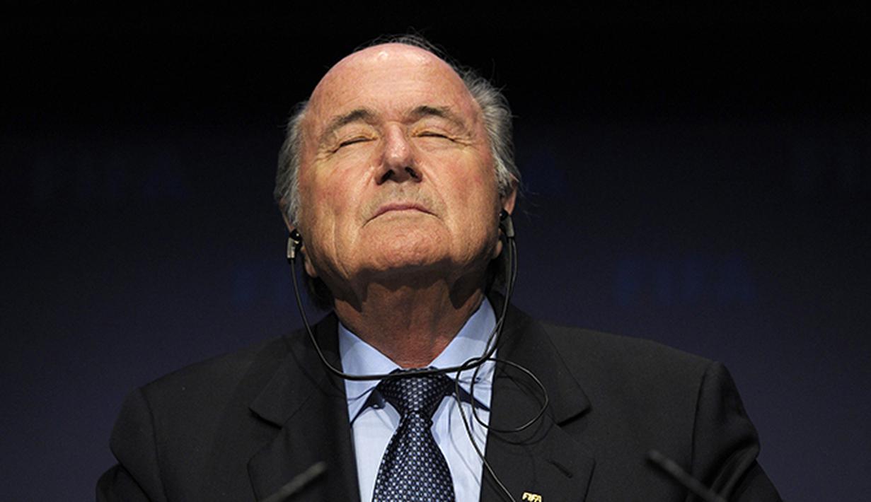 Ekspresi Presiden FIFA Joseph Blatter pada Kongres tahunan FIFA di Zurich, Swiss. (AP/Steffen Schmidt))