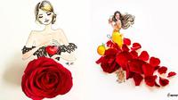 Gambar Rok Diganti Mawar Merah, 6 Karya Lukisan Ini Menakjubkan (sumber: Instagram/moomooi)
