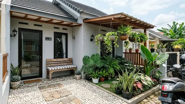 6 Inspirasi Teras Rumah Tipe 36 dengan Sentuhan Batu Alam, Bikin Fasad Makin Estetik