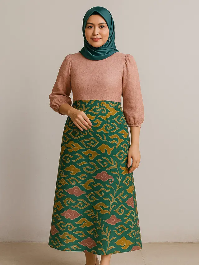 Dress Batik Kombinasi Brokat Hijab (Foto: ChatGPT)