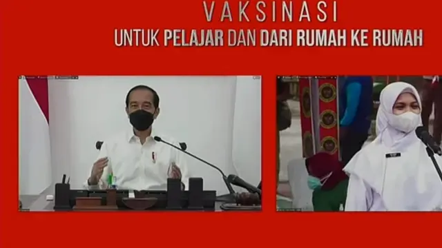 Jokowi memantau vaksinasi Covid-19 terhadap pelajar SMP dan SMA secara daring