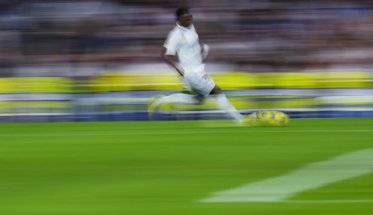 Kemenangan ini memantapkan Real Madrid di posisi kedua klasemen sementara Liga Spanyol, mengantongi 65 poin dari 30 pertandingan. (AP Photo/Manu Fernandez)