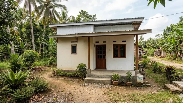 Desain Rumah 1 Lantai Budget Ro50 Juta di Desa (Foto: Gemini AI)