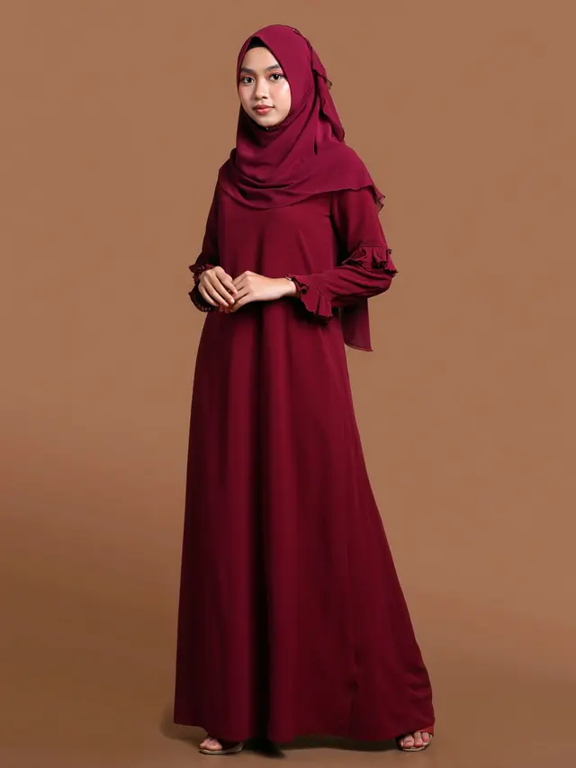 Dress Panjang Polos Elegan Muslim Modern