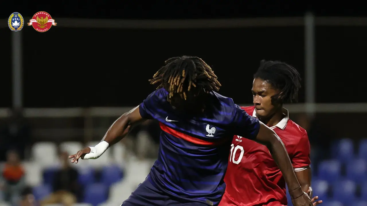 Penyerang Timnas Indonesia U-20, Ronaldo Kwateh ketika berhadapan dengan Prancis U-20.