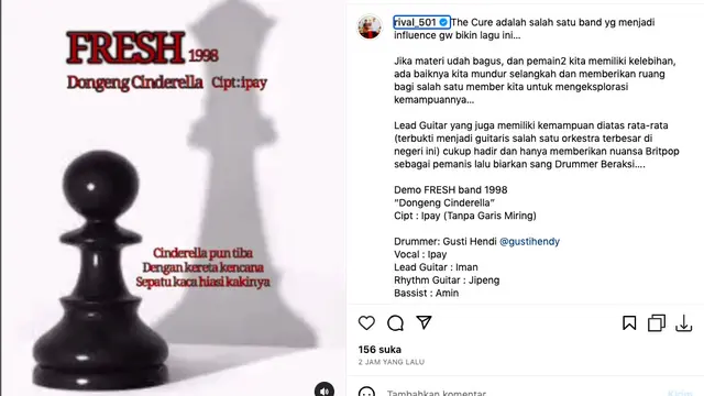 Ipay Munculkan Versi Asli Lagu Cinderella di Tengah Kisruh dengan Band Radja, Warganet: Ini Lebih Enak
