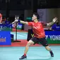 Tunggal putra bulu tangkis Indonesia Yonathan Ramlie saat berlaga di GOR Among Raga, Yogyakarta, dalam ajang Indonesia International Series pada Selasa (20/9/2022). (PSSI)