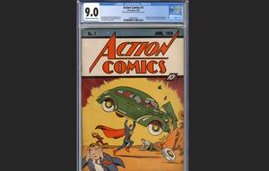 Buku komik berjudul Action Comis No. 1 yang berisi perkenalan pertama karakter Superman ke dunia. (dok. Andrew Wilson/Metropolis Collectibles Inc. via AP)