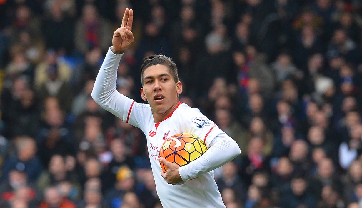 Pemain lincah Liverpool, Roberto Firmino mencetak satu gol saat timnya menang atas tuan rumah Crystal Palace pada lanjutan Liga Inggris pekan ke-29.  (AFP/Glyn Kirk)