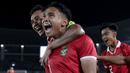 <p>Selebrasi pemain Timnas Indonesia U-23, Marselino Ferdinan (tengah), Rizky Ridho Ramadhani, dan Pratama Arhan Alif (kanan) setelah mencetak gol ke gawang Chinese Taipei U-23 dalam pertandingan Grup K Kualifikasi Piala Asia U-23 2024 di Stadion Manahan, Solo, Sabtu (9/9/2023). (Bola.com/Arief Bagus)</p>