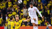 Timnas Spanyol takluk 1-2 dari Swedia pada laga keempat Grup B kualifikasi Piala Dunia 2022 di Friends Arena, Jumat (3/9/2021) dini hari WIB. (AFP/Jonathan NACKSTRAND)