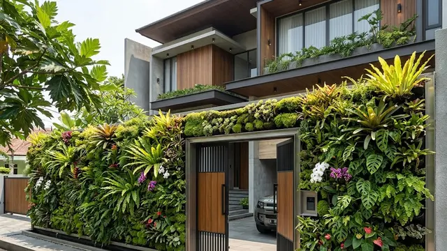 Pagar Kombinasi Vertical Garden Modern