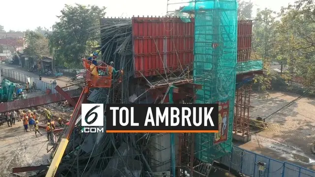 Kepala tiang Tol Bogor Outer Ring Road (BORR) yang berada di Jalan Soleh Iskandar, Tanah Sareal, Kota Bogor, ambruk pada Rabu (10/7/2019) dini hari.