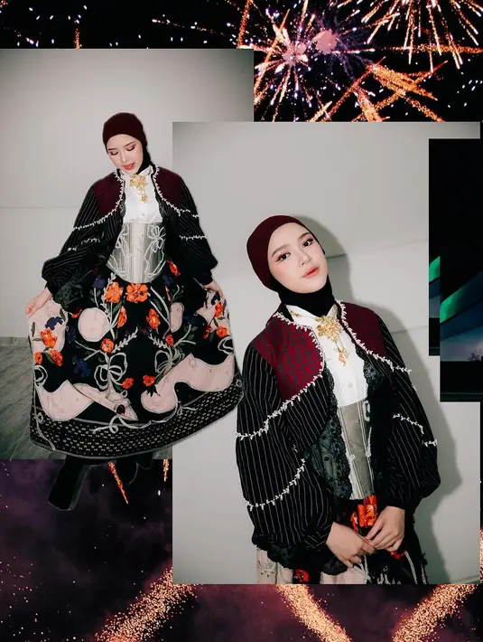 Tiara Andini juga kenakan tenun NTT dengan atasan puffy sleeve dan korset silver [@tiaraandini]