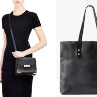 Bukan cuma satu tas, berikut ini ada tips memakai tiga tas, yakni Mini Sling Bag, Black Tote Bag, dan Backpack. (Foto: lystit.com/shopify.com)