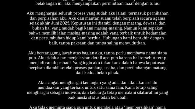 Azizah Salsha membuat unggahan klarifikasi di Instagram (Ig.azizahsalsha_)