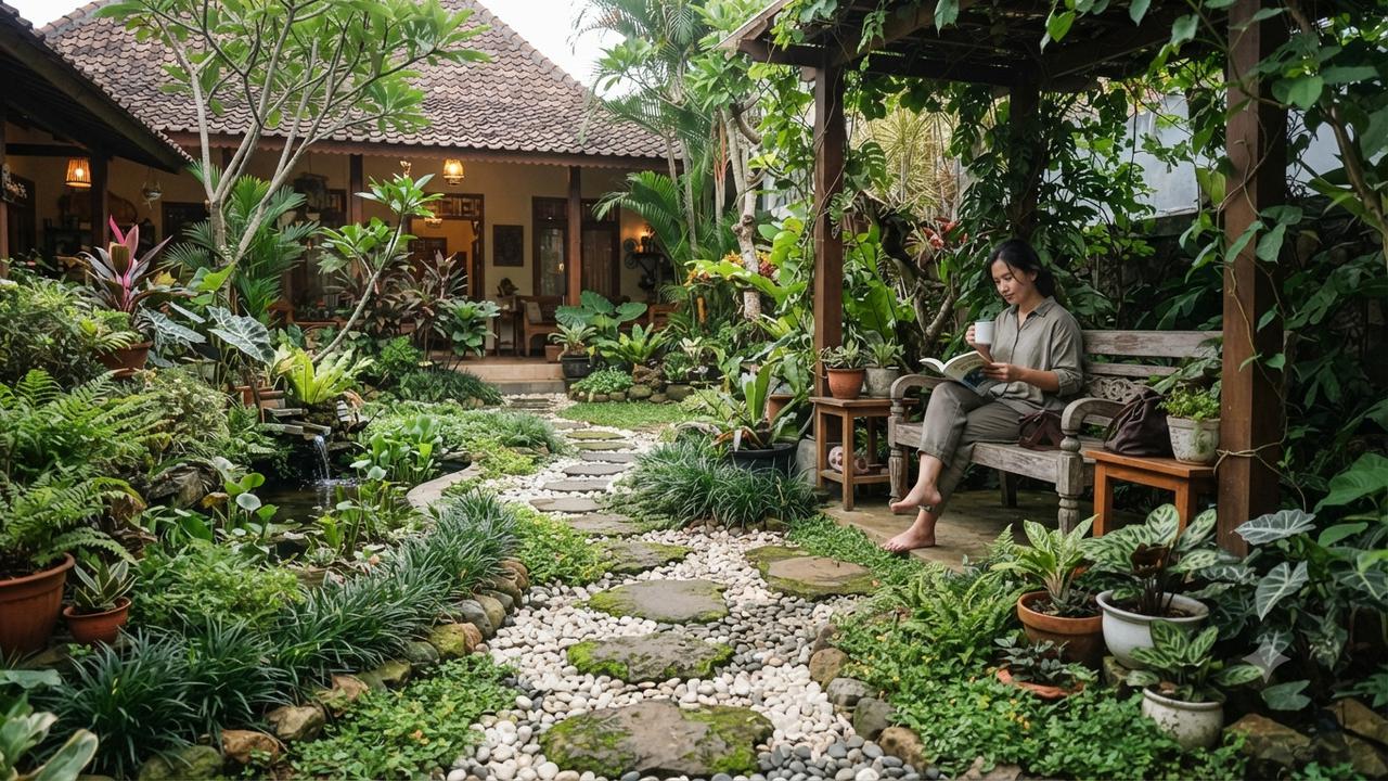 Ide taman yang tetap cantik meski tanpa rumput dan cocok untuk pemilik introvert model memanfaatkan tanaman penutup tanah sebagai pengganti rumput