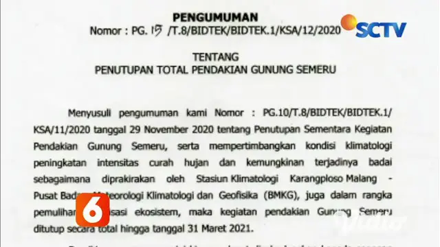 VIDEO: Aktivitas Vulkanik Gunung Semeru Meningkat, Pendakian Ditutup hingga 31 Maret 2021