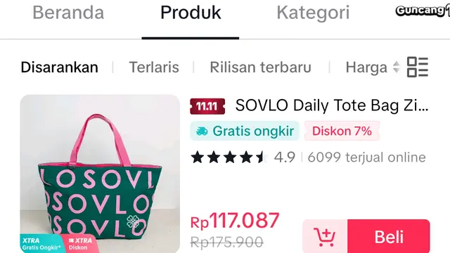 Tangkapan layar Tokopedia tiktok shop, toko sovlo id