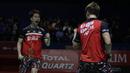Ganda putra Indonesia, Marcus Gideon / Kevin Sanjaya, berhasil mengalahkan Li Jun Hui / Liu Yu Chen pada Indonesia Open 2019 di Istora Senayan, Sabtu (20/7). Marcus / Kevin menang 21-9 dan 21-13. (Bola.com/Vitalis Yogi Trisna)