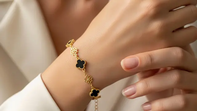 Model Gelang Emas Rantai Kombinasi Bunga Kecil/Gemini AI