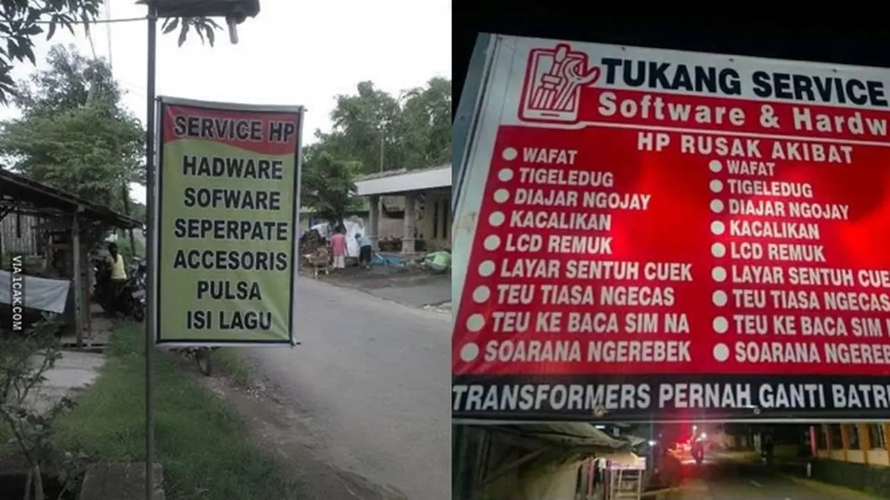 6 Tulisan Service HP Ini Nyeleneh Banget, Bikin Ngakak