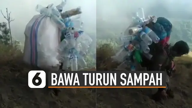 VIDEO: Viral Aksi Pria Kumpulkan dan Bawa Turun Sampah dari Gunung
