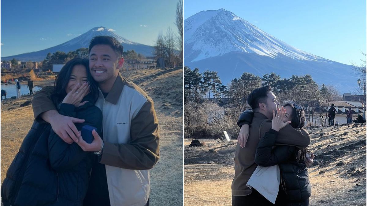 8 Potret Nadhif Basalamah Lamar Taska Amani Berlatar Gunung Fuji, Romantis