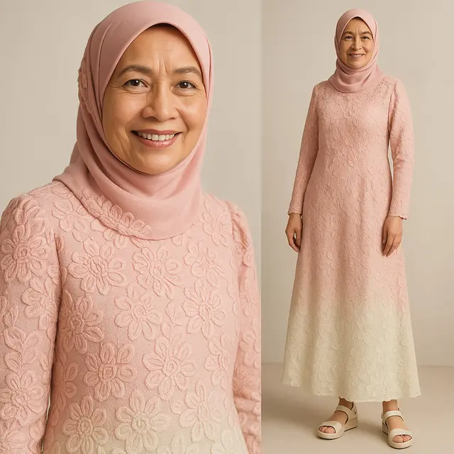 Model Gamis Brokat Warna Pastel yang Trendi di 2025/Ilustrasi gambar oleh AI