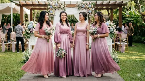 dress gradasi bridesmaid 7 Contoh Model Baju yang Elegan dan Kekinian From bridesmaids embellishment:PEARL Juliet JT2663S Square Neck Hem:Straight