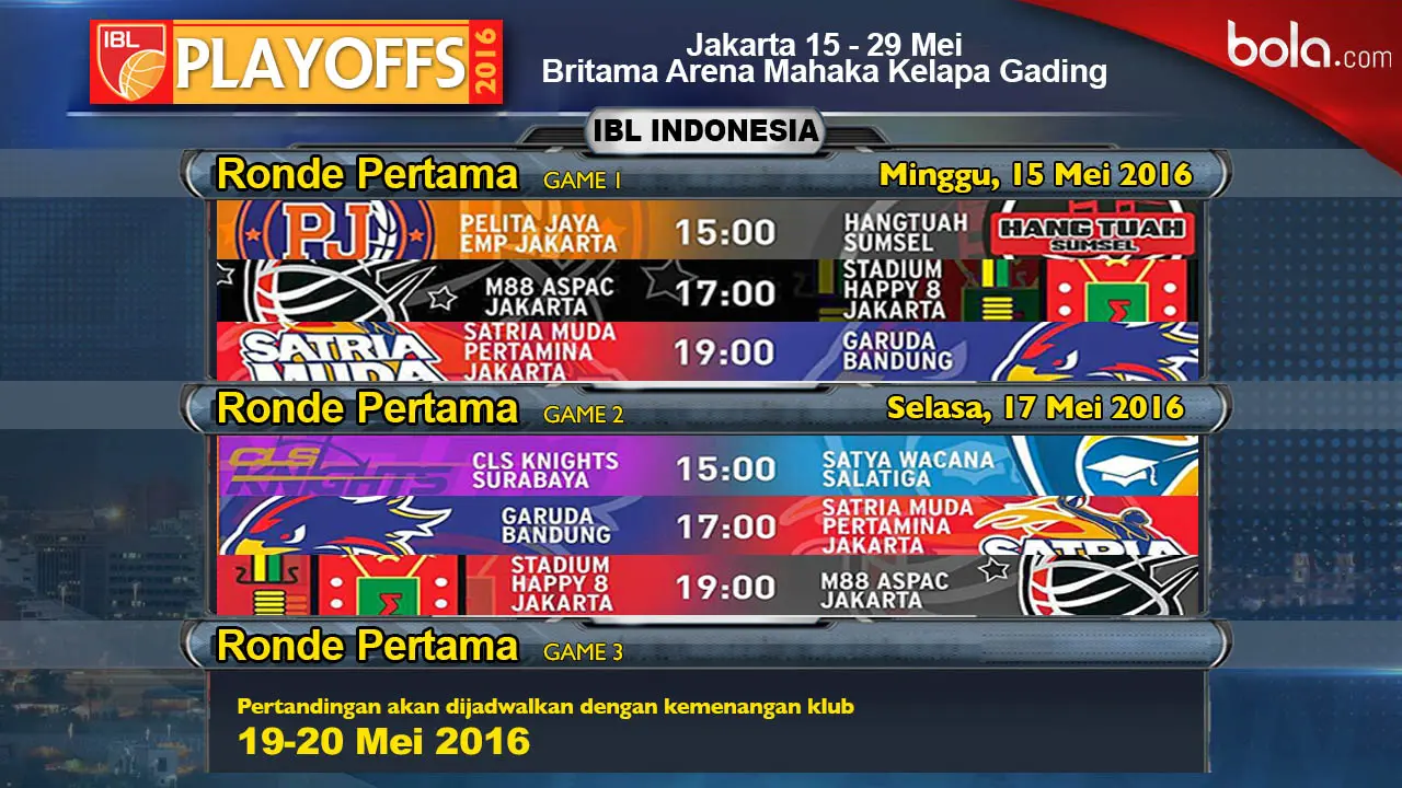 Jadwal Playoffs IBL 2016