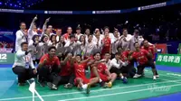 Tim bulutangkis Indonesia keluar sebagai juara Badminton Asia Mixed Team Championship 2025, Minggu (16/2/2025) sore WIB. (Tangkapan Layar/Vidio)