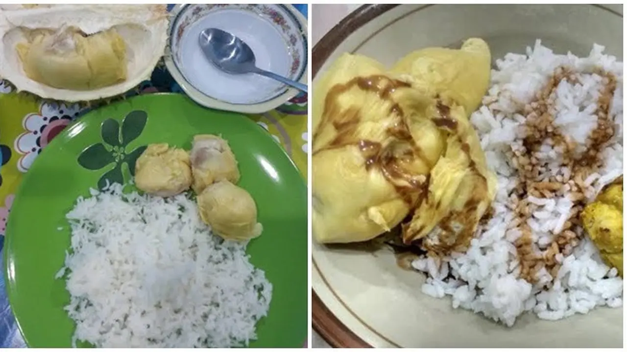 6 Potret Orang Makan Nasi Pakai Durian Ini Nyeleneh, Bikin Hilang Selera