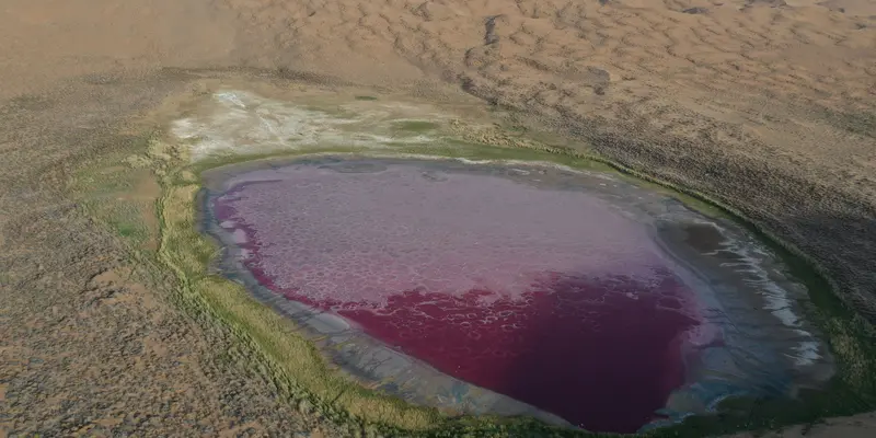 Daghtu, Danau Merah yang Tersembunyi di Gurun Badain Jaran Mongolia