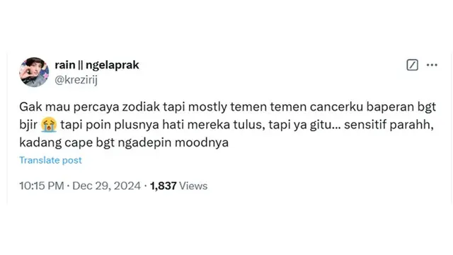 6 Karakter Zodiak Cancer Menurut Netizen, Suka Lakukan Silent Treatment