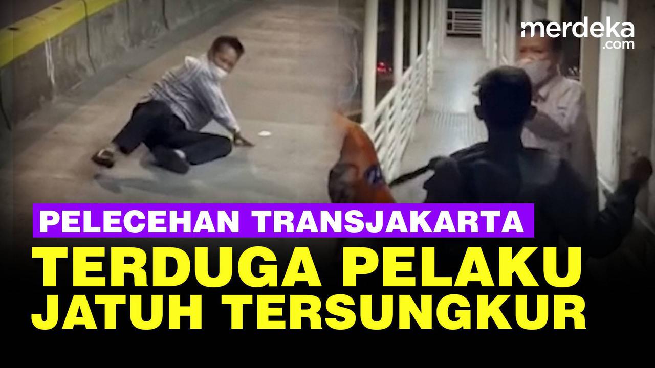 VIDEO: Terduga Pelaku Pelecehan di Transjakarta Kabur Lompat Halte Jatuh Tersungkur