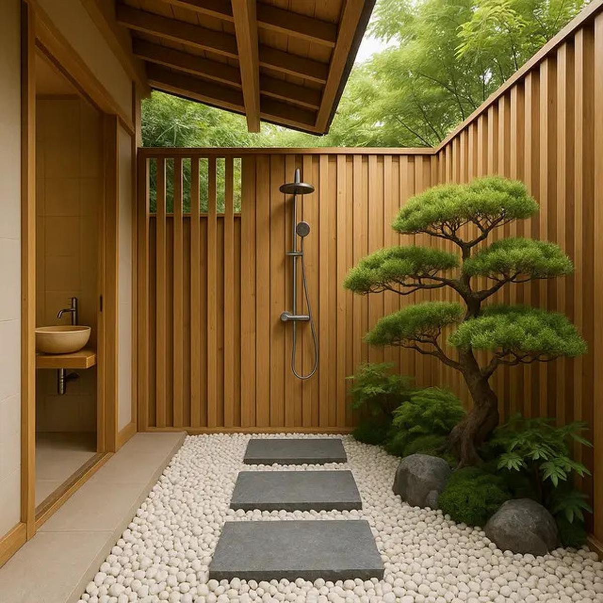 7 Inspirasi Kamar Mandi Semi Outdoor Bergaya Jepang, Estetik dengan Nuansa Alam