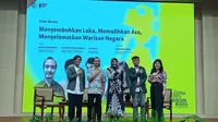 Para Narasumber dan Moderator dalam Diskusi Publik Sesi Pertama, Indonesia Heritage Agency (IHA) (Liputan6.com/Wanda Andita Putri)