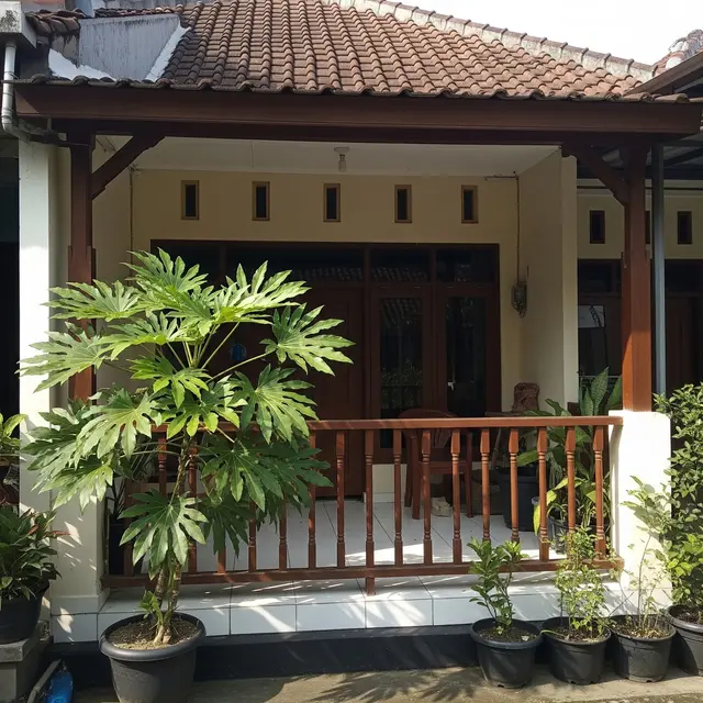6 Model Teras dengan Pohon Hias Daun Lebar, Ciptakan Suasana Asri dan Estetik