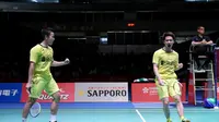 Ganda putra Indonesia Kevin Sanjaya Sukamuljo / Marcus Fernaldi Gideon juara Jepang Terbuka Super Series 2017. (Humas PP PBSI)