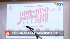 Sambut Asian Games 2018 dan Hari Ulang Tahun Republik Indonesia ke 73, Kemenristekdikti gelar acara menyanyi bersama.
