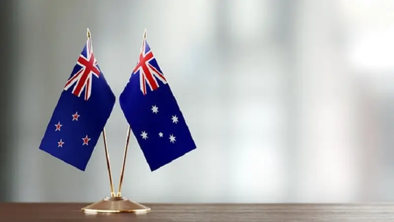 Miniatur Bendera Nasional Selandia Baru dan Australia