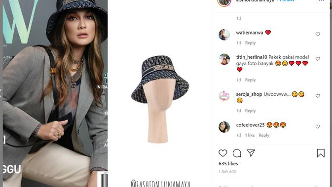 Topi belasan juta rupiah yang pernah dipakai Luna Maya. (Instagram @fashion.lunamaya)