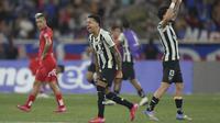 Momen kegembiraan para pemain Botafogo (Brasil) setelah pertandingan Copa Libertadores Grup A kontra Universidad de Chile di stadion Nilton Santos, Rio de Janeiro, Selasa, 27 Mei 2025. (AP Photo/Silvia Izquierdo)