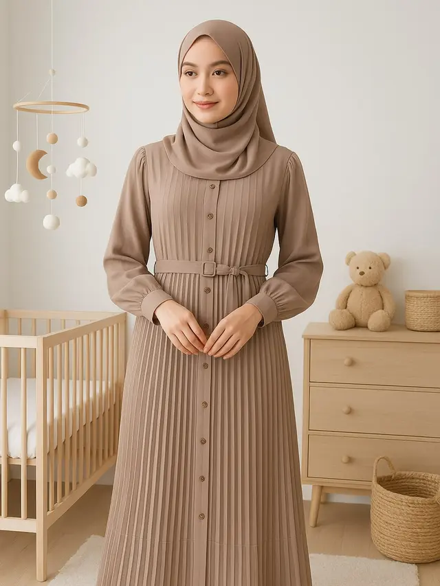 Model Gamis Kancing Depan untuk Busui