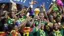 Meski kurang diunggulkan untuk menjadi juara, Kamerun tampil meyakinkan pada gelaran Piala Afrika 2017 dengan rekor tak terkalahkan sejak babak penyisihan grup. (EPA/Sydney Mahlangu) 